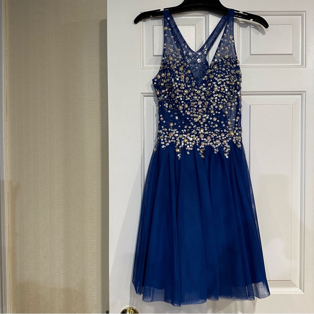 Sparkly Royal Blue Skater Dress